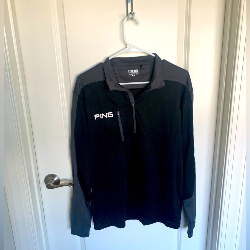 Men’s Ping Quarter Zip Long Sleeve Grey and Black